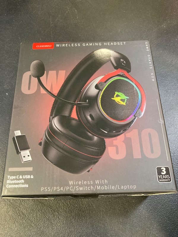 Photo 1 of Ozeino Wireless Gaming Headset for Ps5 Ps4 PC Laptop Switch -2.4GHz Wireless Headphones with Detachable Noise Canceling Microphone 40H Playtime, Black