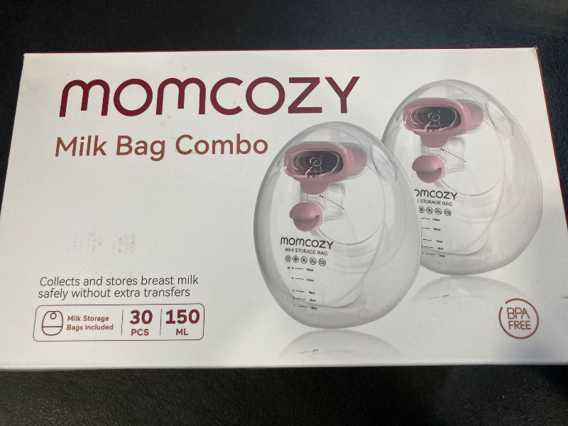 Photo 1 of Mom cozy Wearable Milk Collection Cups with Storage Bags (5 oz), Direct-to-Bag Breast Milk Bag Combo, Breast Pump Parts for Mom cozy V1 Pro/V2 Pro/V1/V2 Pump & Most Electric Breast Pumps, 2 Pack
