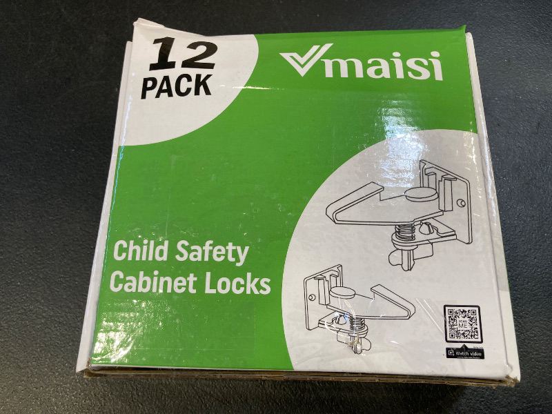 Photo 1 of 12 Pack Cabinet Locks Child Safety Latches - Vmaisi Baby Proofing Cabinets Drawer Lock with Adhesive Easy Installation - No Drilling or Extra Screws (White)