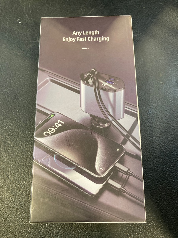 Photo 1 of 4 in 1 Retractable Car Charger, 127W Car Charger USB C Fast Charge with 2 Cables 2.6 FT and 2 USB Ports, 180° Adjustable Multi Port for iPhone/Ipad/Phone/Tablet/Laptop