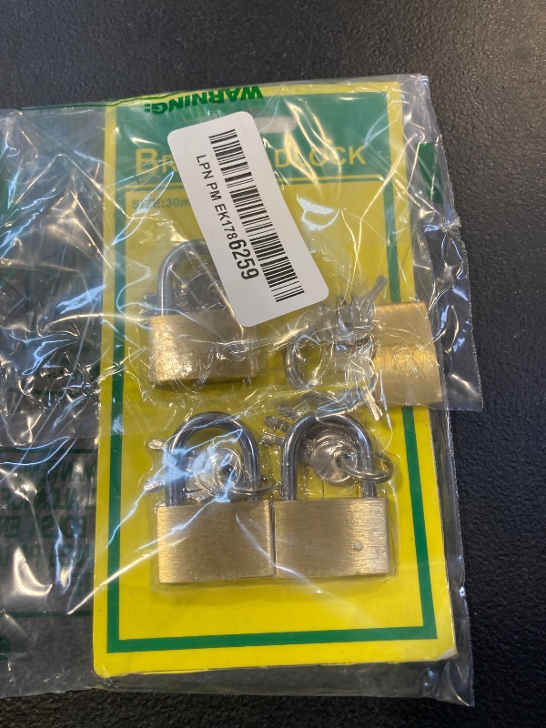 Photo 1 of Faburo 4pcs Solid Brass Padlock with Key, Small Pad Lock with Key, Padlocks with 12 Same Keys, Storage Lock Shackle for Locker Outdoor Indoor Use