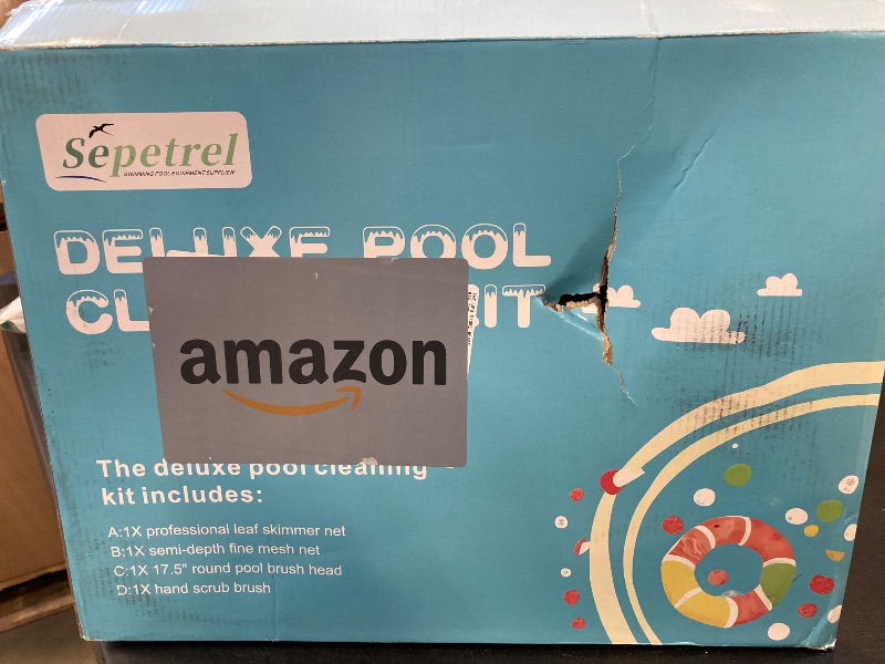 Photo 1 of Sepetrel Deluxe Swimming Pool Cleaning Kit Including Professional Leaf Skimmer Net,Half-Depth Fine Mesh Net,17.5" Pool Brush Head & Hand Scrub Brush(NO Pole)