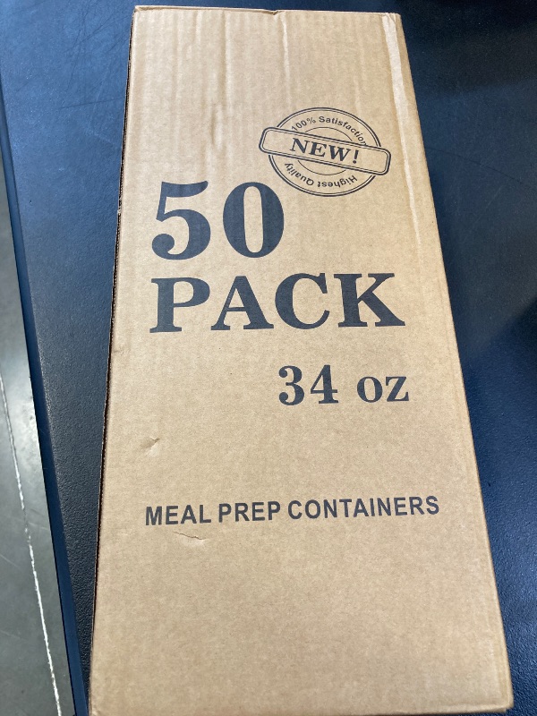 Photo 1 of Meal Prep Containers 50Pack - 34oz Food Storage Containers with Lids, Reusable Food Prep Containers, Disposable To Go food Containers for Takeout, BPA Free, Stackable, 1000ml, Microwave/Freezer Safe