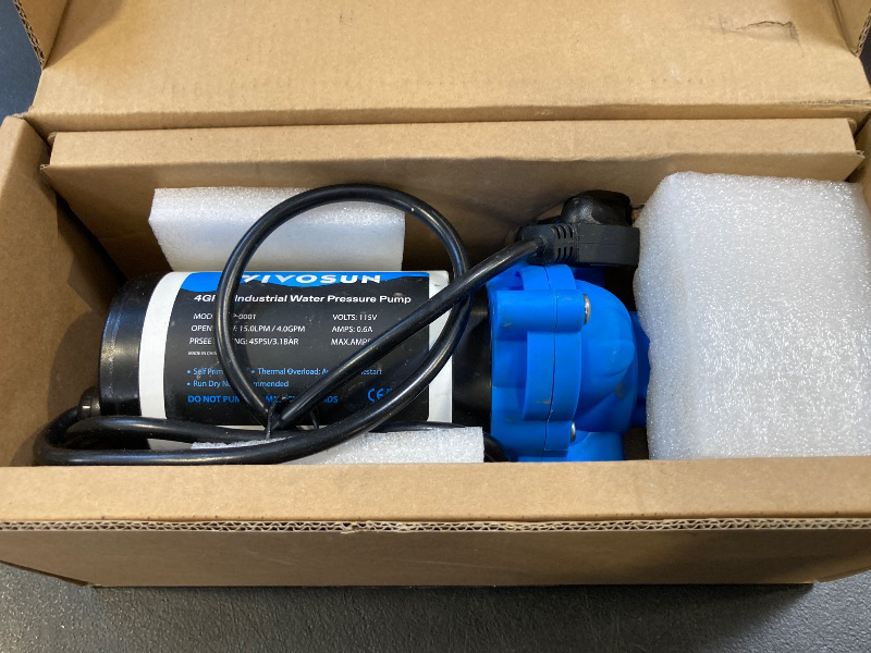 Photo 1 of VIVOSUN Water Pressure Pump, 115VAC 4 GPM 45 PSI Diaphragm Water Pump/Strainer for Bathrooms, Kitchens, RVs, and Yachts (Fixable)