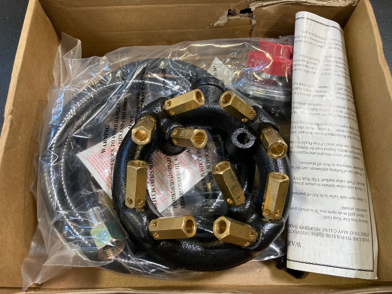 Photo 1 of ????? 10 Jets Homemade Cast Iron Burner Assembly Flame Control System 41000 BTU with High Pressure Regulator with Hose DIY Forge Pizza Oven Turkey Fryer Accessories