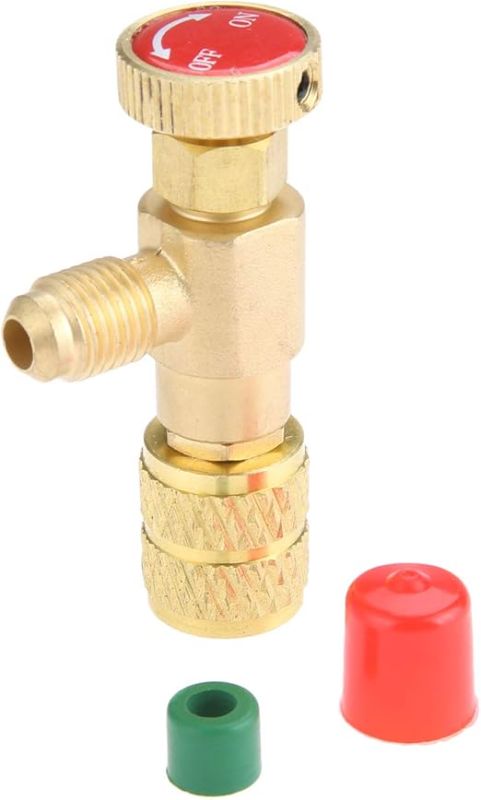 Photo 1 of Aupoko R410A Refrigerant Charging Valve, 1/4" Male to 5/16" Female Safety Adapter Flow Control Ball Valve for R410A Air Conditioner Manifold