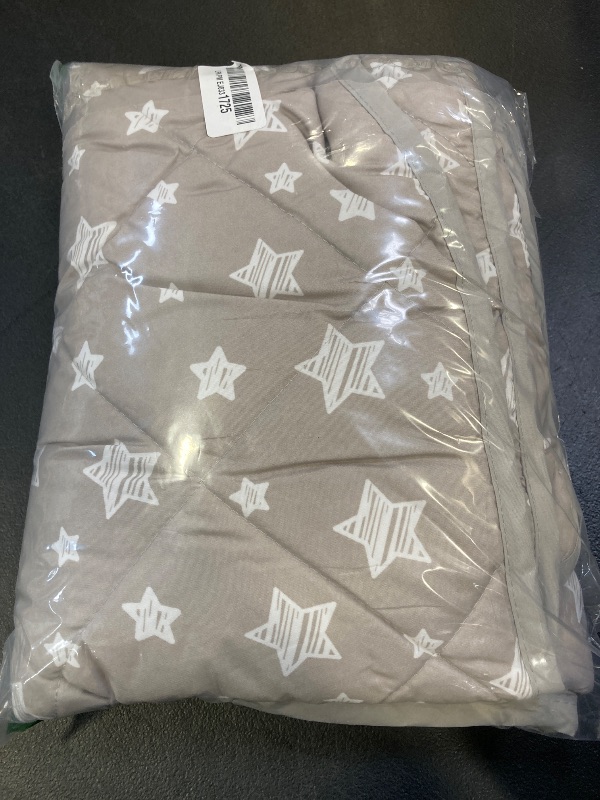 Photo 1 of Baby Blanket for Boys and Girls, Soft Cozy Toddler Comforter Quilted with Grey Star Print, Ultra Soft and Comfortable Down Alternative Crib Comforter, 39x47 Inches