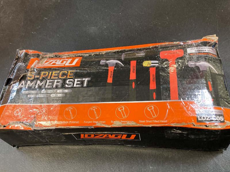 Photo 1 of LOZAGU 5-Piece Hammer Set, 2LB Dead Blow Hammer | 16oz Claw Hammer | 16oz Rubber Mallet | 35mm Double-Faced Soft Mallet | 8oz Small Hammer