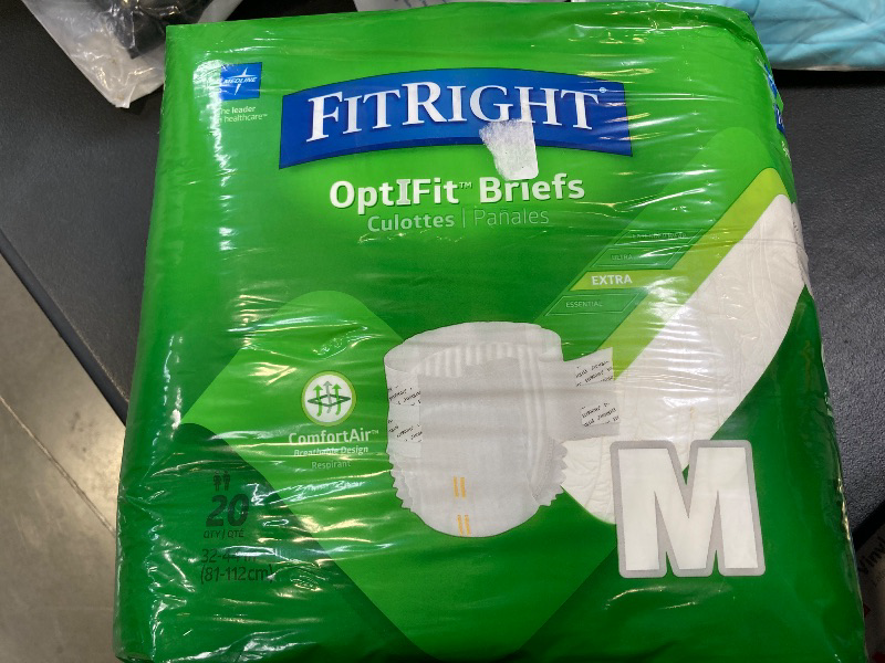 Photo 1 of FitRight Extra OptiFit Heavy Absorbency Adult Diapers, FSA/HSA Eligible,20 Count, Waist Size 32"-44",M, Incontinence Briefs for Men and Women, Disposable, Moisture Wicking, Leak Protection