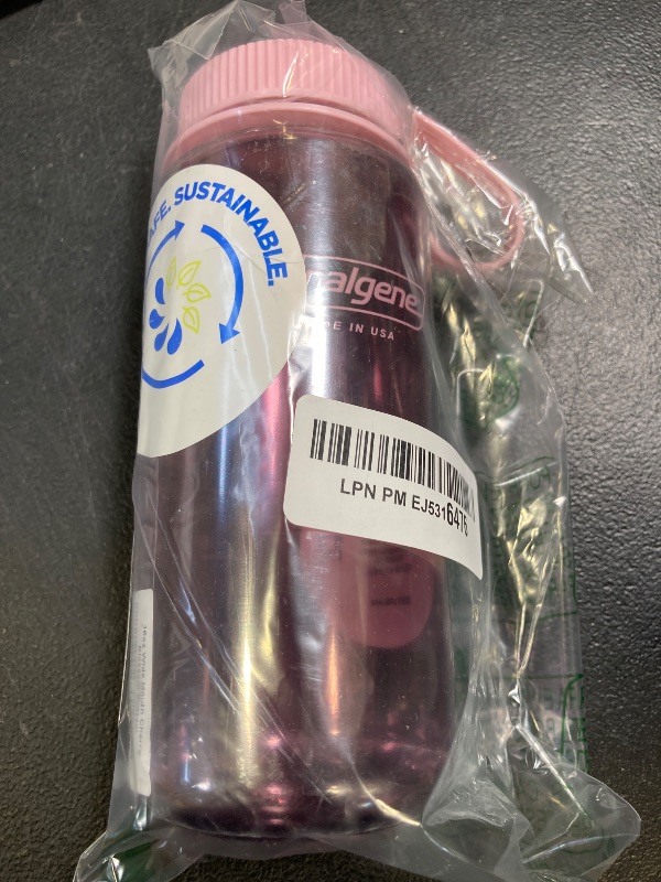 Photo 1 of Nalgene Sustain Tritan BPA-Free Water Bottle Made with Material Derived from 50% Plastic Waste (using ISCC certified mass balance), 16 OZ, Wide Mouth, Cherry Blossom