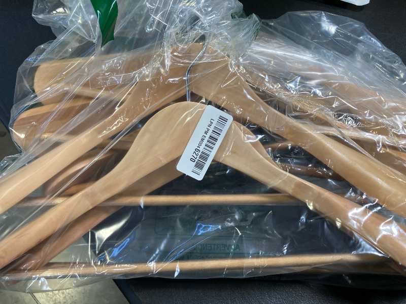 Photo 1 of Nature Smile Wooden Suit Coat Hangers 16 inch Wood Jacket Outerwear Shirt Hangers Anti Slip Bar with Screw 6 Pack (Natural)