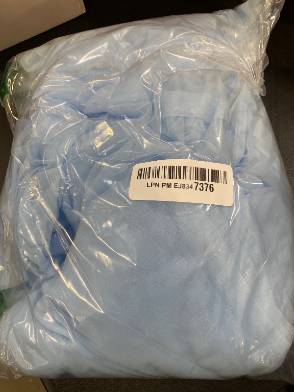 Photo 1 of 10x10ft Baby Blue Tulle Backdrop Curtain for Parites, Sheer Backdrop Curtains for Wedding Baby Shower Birthday Party Photo Shoot Decorations