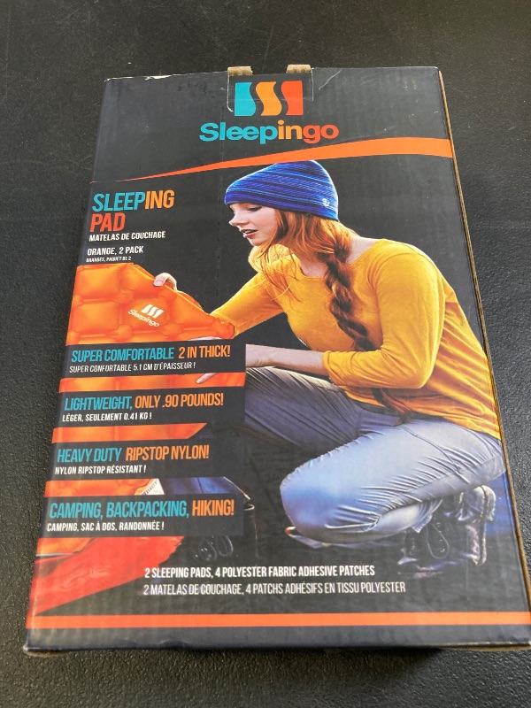 Photo 1 of Sleepingo Inflatable Mat for Camping - Pack of 2 - Ultralight Sleeping Pad for Camping and Backpacking - Compact Air Mattress - Camping Mat with Tear-Resistant Ripstop Nylon - 73.5" x 21.5" - Orange