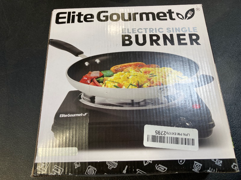 Photo 1 of Elite Gourmet ESB100B Countertop Single Coiled Burner Electric Hot Plate, Temperature Control, Indicator Light, Easy to Clean, Black