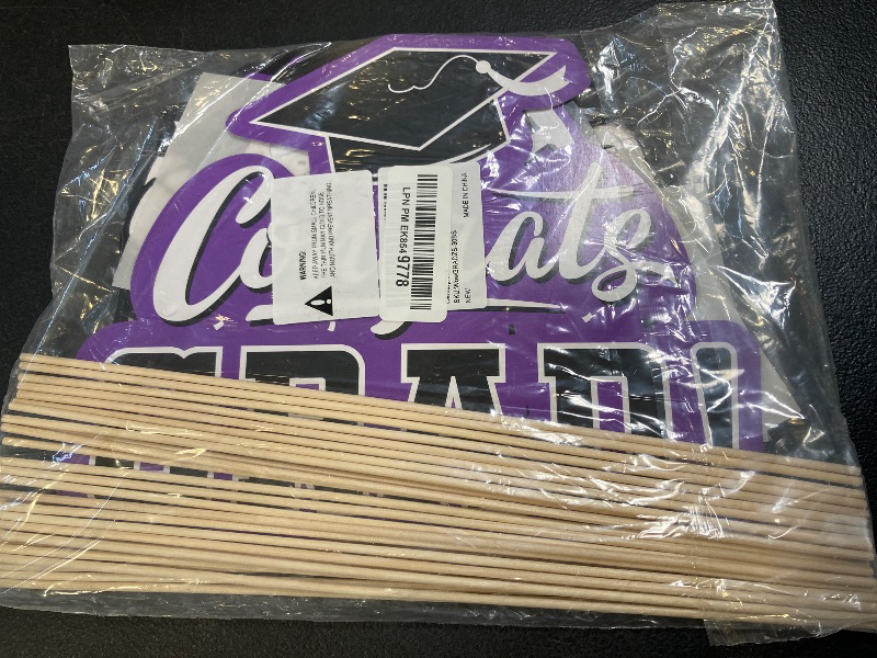 Photo 1 of 30PCS Graduation Party Decorations Congrats Grad Table Centerpiece, Table Decorations, Congratulate Graduation Centerpiece Sticks Table Toppers for Graduation Party Supplies (Purple)