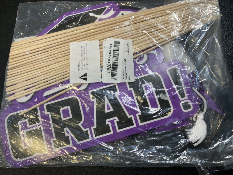 Photo 1 of 30PCS Graduation Party Decorations Congrats Grad Table Centerpiece, Table Decorations, Congratulate Graduation Centerpiece Sticks Table Toppers for Graduation Party Supplies (Purple)