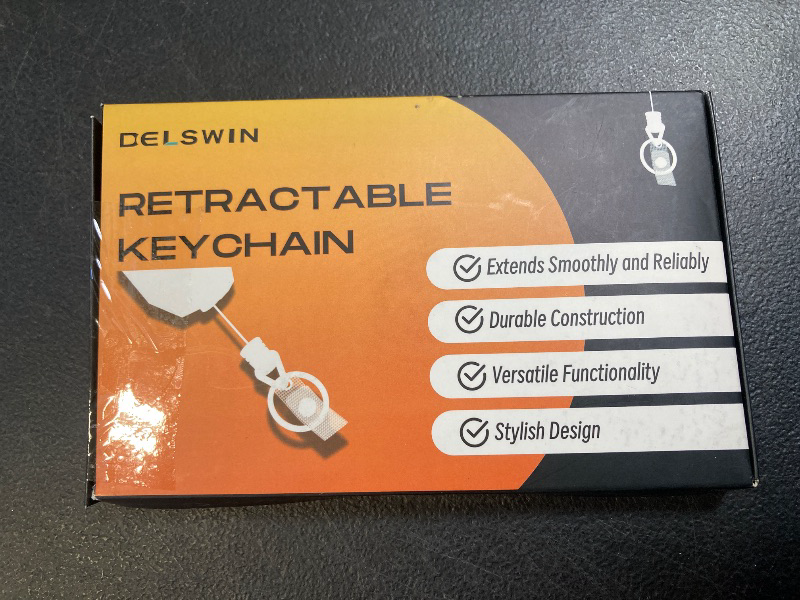 Photo 1 of DELSWIN Heavy Duty Retractable Lanyard - Breakaway Lanyards for ID Badges Keys, Retractable Keychain with Upgraded Carabiner, Key Ring, and 2-Card Thumb-Slot Badge Holder, 8 oz Retraction