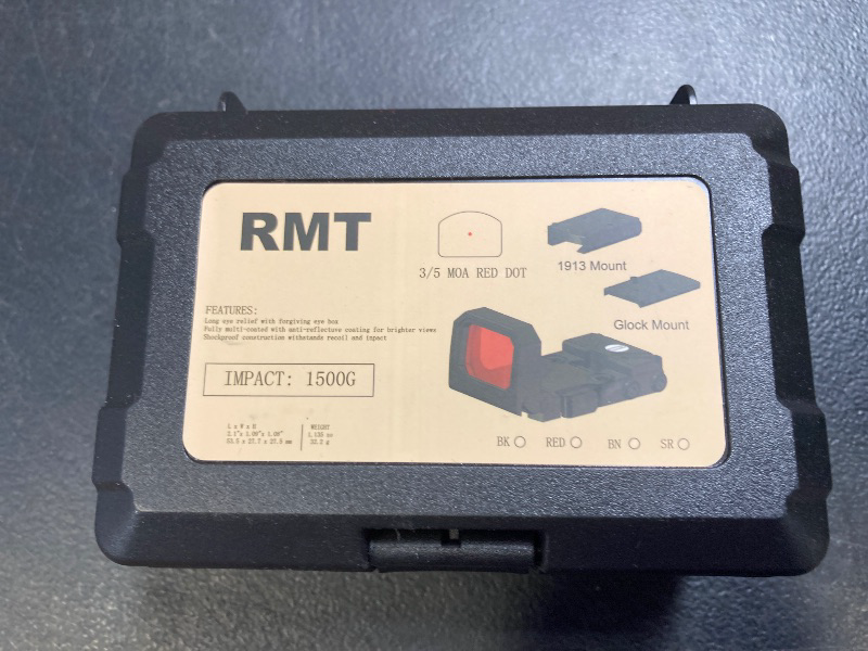 Photo 1 of RMT S2 5 MOA Foldable Black Dot Reflex Sight Set for 20mm Picatinny Rail - Glock Mount Base, Power Saving Function Included, Included Exercise Calling Function (Black)
