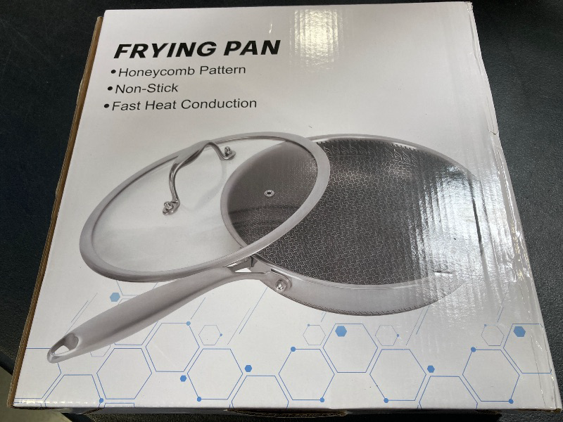 Photo 1 of 10.5 inch Frying Pan Nonstick with Lid, 2.5 Qt Deep Non Stick Stainless Steel Sauté Pan Skillet, Dishwasher and Oven Safe, Compatible with All Cooktops