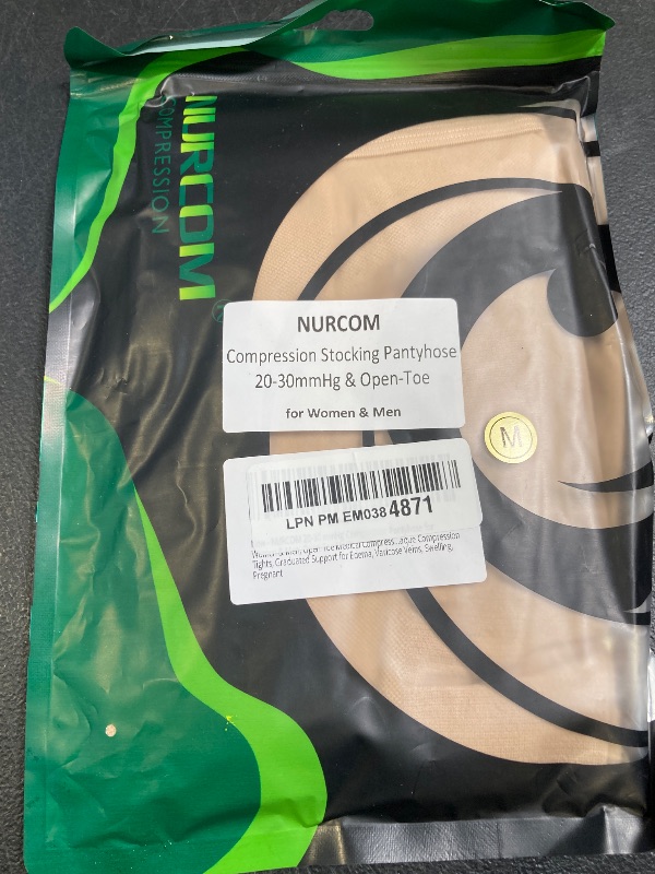 Photo 1 of NURCOM 20-30 mmHg Compression Pantyhose for Women & Men, Open Toe Medical Compression Stockings, Waist High Opaque Compression Tights, Graduated Support for Edema, Varicose Veins, Swelling, Pregnant - M