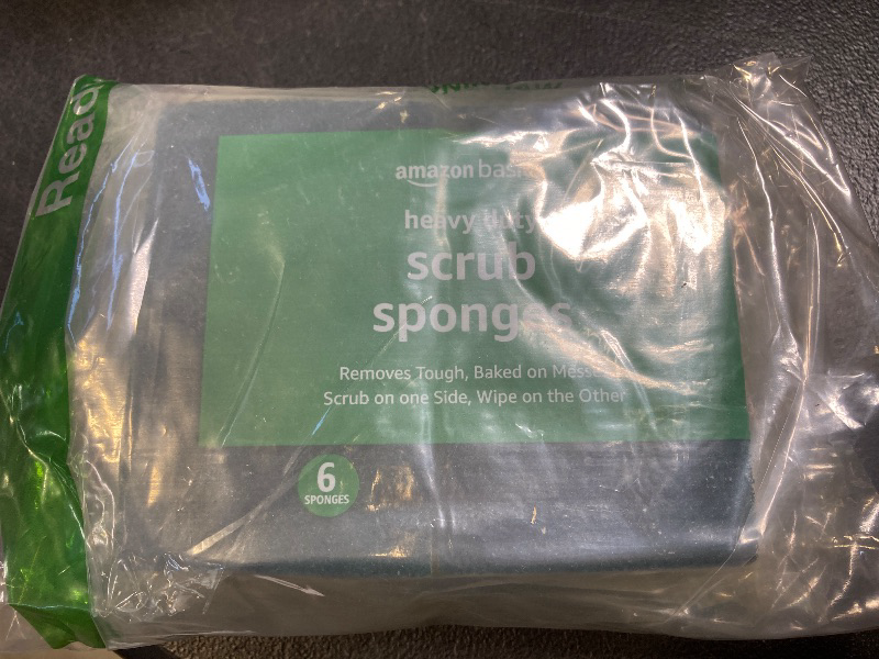 Photo 1 of Amazon Basics Cleaning Sponges, Multipurpose, Heavy Duty Scrub Sponges, Yellow/Green, 6-Pack