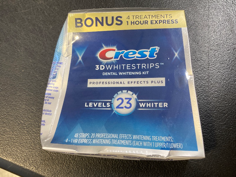Photo 1 of Crest 3D Whitestrips Professional Effects Plus, 3D White, Teeth Whitening Strip Kit, 48 Strips (24 Count Pack), Crest Teeth Whitening Strips, Teeth Whitening Kit