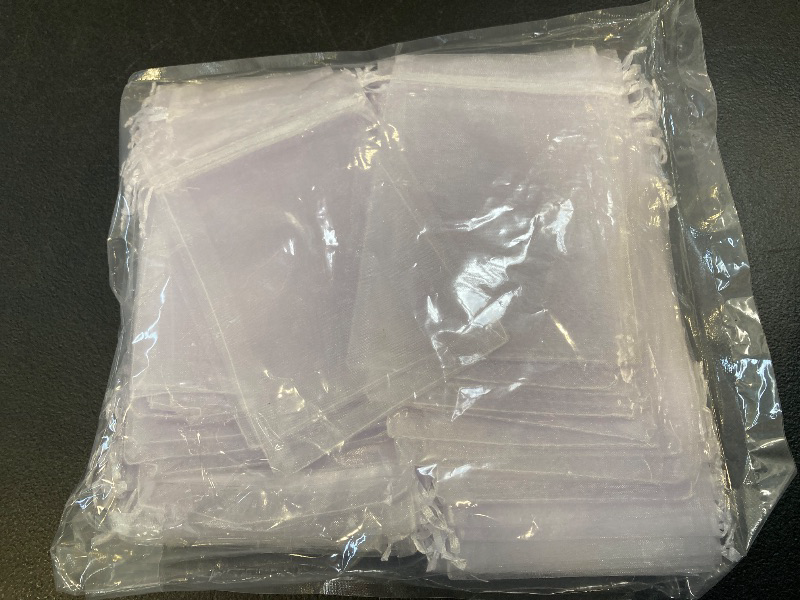 Photo 1 of HRX Package 100pcs White Organza Bags, 4x6 inch Mesh Bags Drawstring Gift Bags Jewelry Pouches for Candy Wedding Favors Christmas