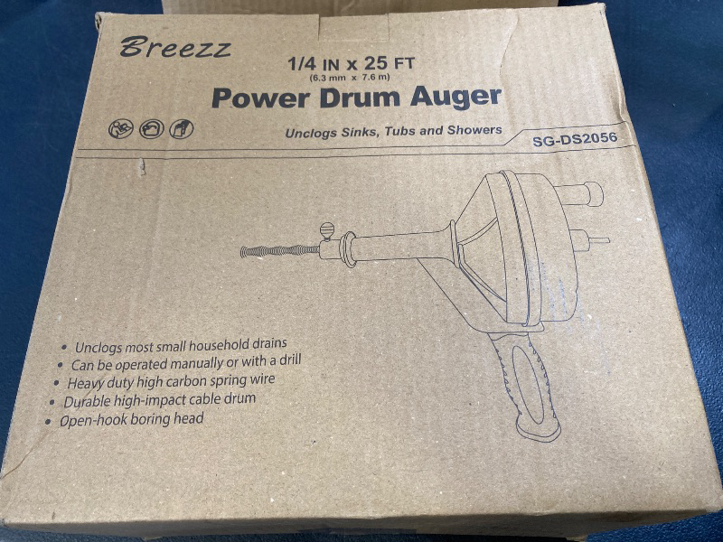 Photo 1 of Drain Auger, Clog Remover with Drill Adapter, 25 Feet Flexible Plumbing Snake Use Manually or Powered for Kitchen, Bathroom and Shower Sink, Comes with Gloves (orange)