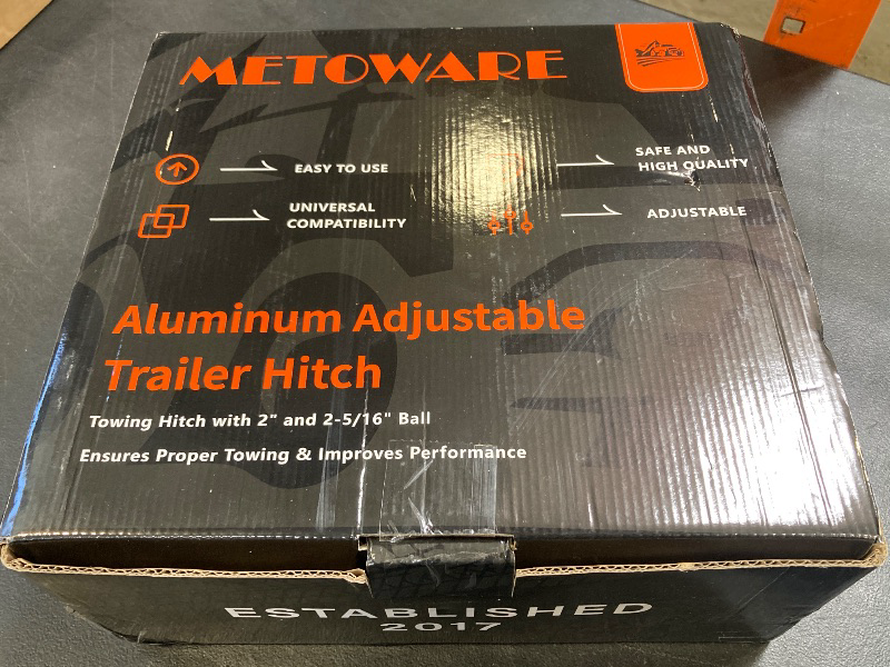 Photo 1 of METOWARE Adjustable Trailer Hitch - Aluminum Tow Hitch Fits 2-Inch Receiver - Heavy Duty Drop Hitch with 4-Inch Drop/Rise for Truck (14,000 LBS GTW), Double Stainless Steel Locks & Hitch Pin