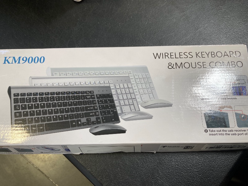 Photo 1 of Wireless Keyboard and Mouse Ultra Slim Combo, TopMate 2.4G Silent Compact USB 2400DPI Mouse and Scissor Switch Keyboard Set with Cover, 2 AA and 2 AAA Batteries, for PC/Laptop/Windows/Mac - White