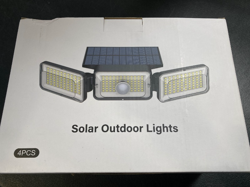 Photo 1 of 4 Pack Solar Lights Outdoor, 2800LM 218 Led Motion Sensor Outdoor Lights with Remote Control, 3 Heads IP65 Waterproof Security Solar Flood Lights for Outside Backyard Yard Porch