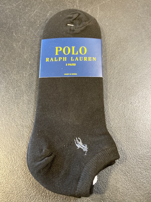 Photo 1 of POLO RALPH LAUREN Men's Classic Sport Big Pony Low Cut Socks-3 Pair Pack-Soft, Black, Men's Shoe Size 6.5-12
