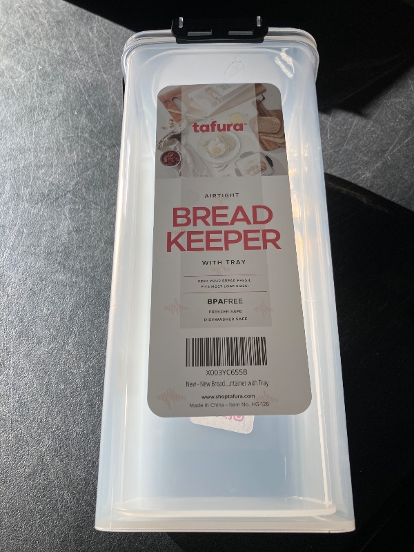 Photo 1 of Tafura Bread Storage Container with Tray, Plastic Bread Box, Bread Container with Airtight Lid, Loaf Bread Keeper, Bread Holder for Homemade Bread, BPA Free