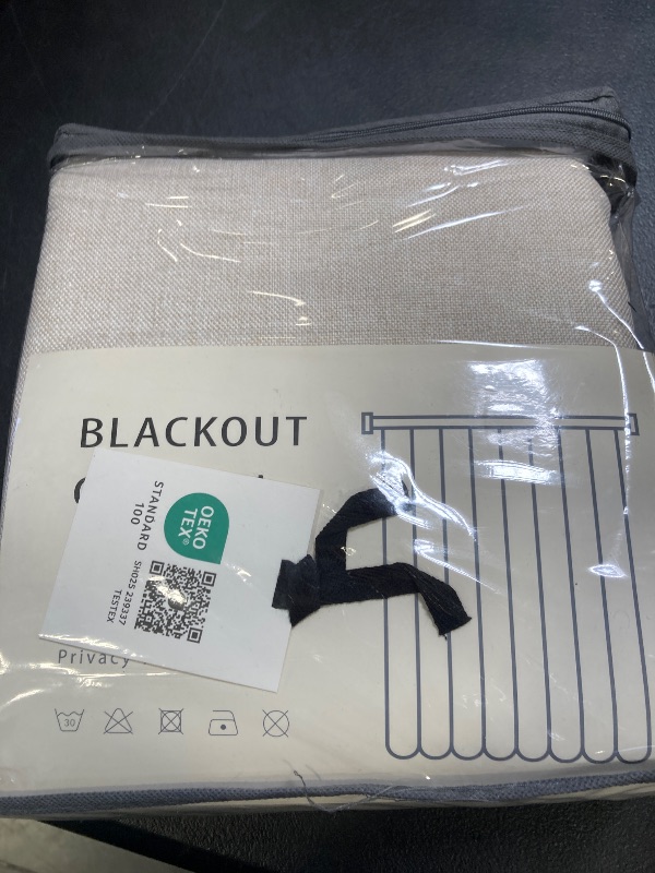 Photo 1 of 100% Blackout Shield Linen Blackout Curtains for Bedroom 84 Inches Long, Back Tab/Rod Pocket Living Room Drapes, Thermal Insulated Blackout Curtains 2 Panels Set, 50" W x 84" L, Cream