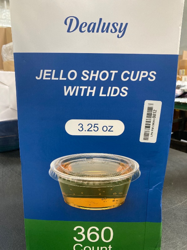 Photo 1 of Dealusy 360 Set 3.25 oz Jello Shot Cups with Lids, Sturdy & Food Safe Disposable Plastic Portion Condiment Dipping Sauce Cups, Small Containers for Salad Dressing