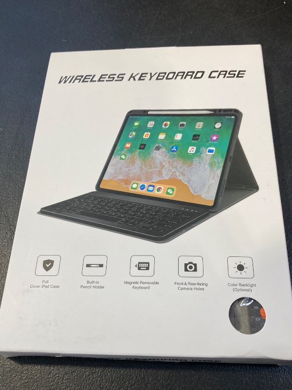 Photo 1 of OYEEICE for iPad 9th Generation Case with Keyboard 10.2'' - 7 Color Backlit Wireless Keyboard Cover with Pencil Holder for iPad 9th/8th/7th Gen 10.2 inch, iPad Air 3rd Gen & iPad Pro 10.5" - Black