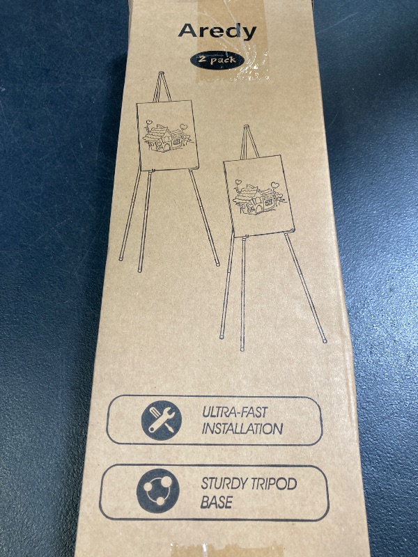 Photo 1 of Easel Stand for Sign, Aredy 63" Portable Painting Easel, Lightweight Metal Easels for Painting Canvas, Wedding Sign (2 Pack)
