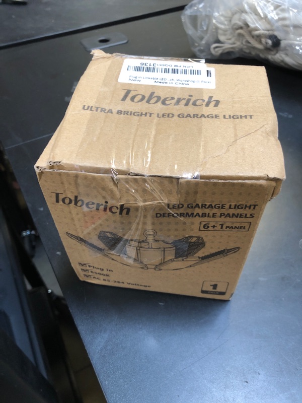 Photo 1 of Plug in Linkable LED Shop Light, Super Bright 200W 20000LM Garage Light, 9.84 ft Power Cord, 6500K Daylight, 6+1 Deformable Panels, for Garage, Warehouse, Workbench, Workshop (1 Pack)