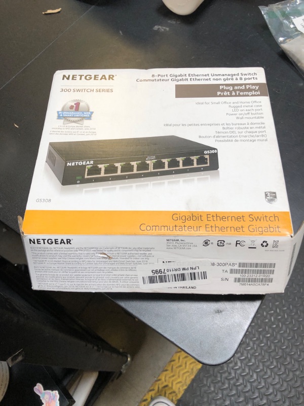 Photo 1 of NETGEAR 8-Port Gigabit Ethernet Unmanaged Essentials Switch (GS308) - Home Network Hub, Office Ethernet Splitter, Plug-and-Play, Silent Operation, Desktop or Wall Mount