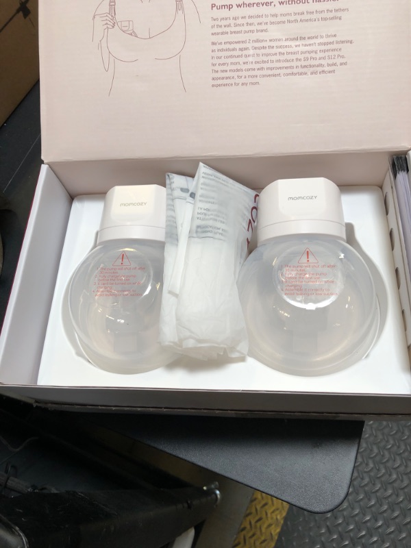 Photo 1 of Momcozy Wearable Electric Breast Pump – Portable, Wireless, Adjustable Suction, Soft DoubleFit Flanges, Smart Display (24mm, 2-Pack, Light White)
