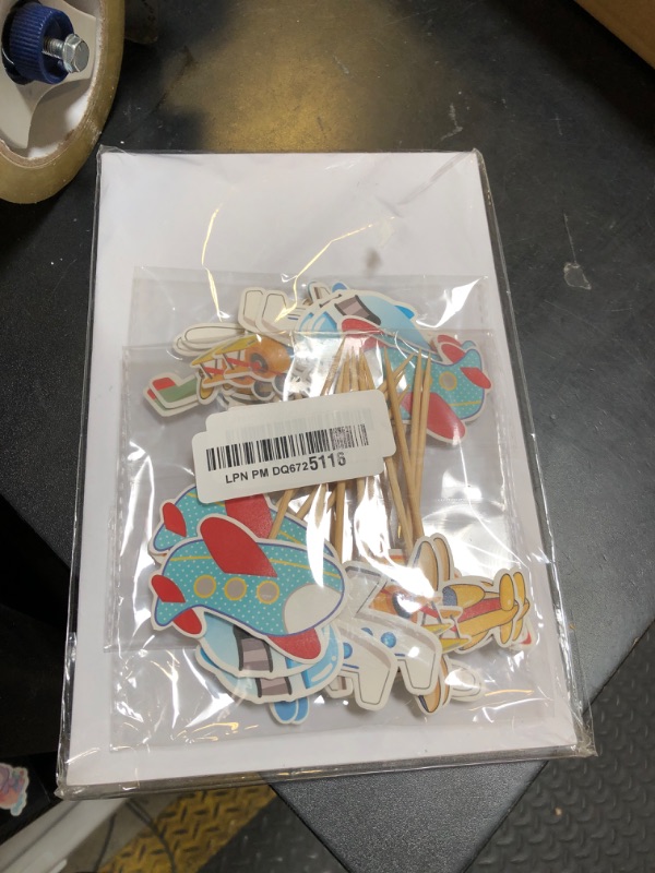 Photo 1 of 24 pcs Airplane Cupcake Topper AirPlane Birthday Party Supplies for kids Baby Shower AirPlane Theme Party Cake Decorations