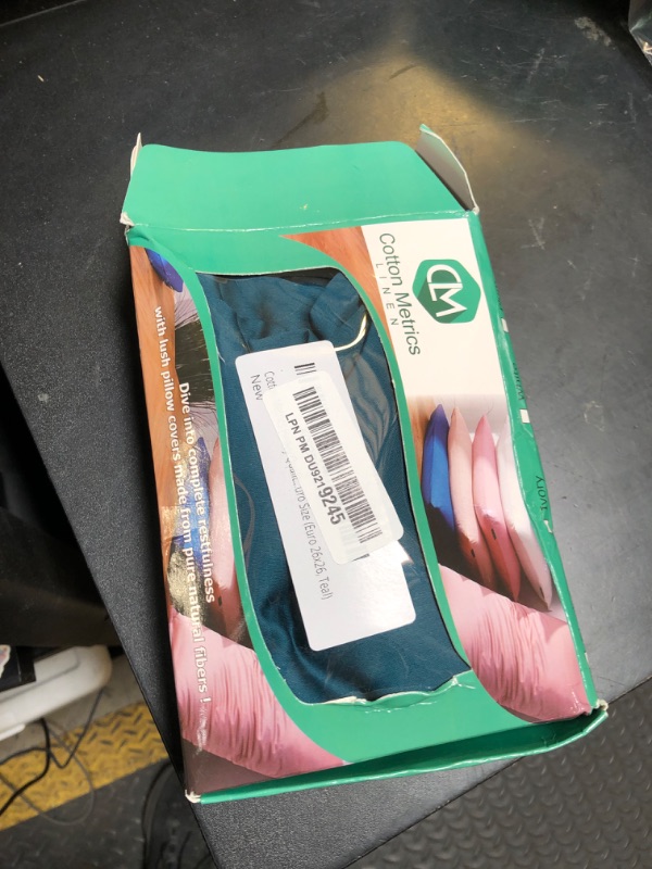 Photo 1 of Cotton Metrics Heavy Quality European Square Pillow Shams Set of 2 Teal 600TC 100% Organic Cotton Euro Pillow Shams 26x26 Pillow Cover, Cushion Cover Euro Size