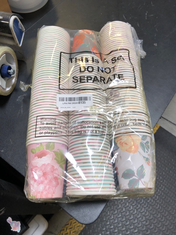 Photo 1 of Patelai 150 Pcs Floral cups Coffee Paper Cups 6 Floral Design Disposable Teacups Bulk Vintage Flower Teacups for Tea Party Spring Summer Birthday Easter Bridal Wedding Baby Shower(9 oz)