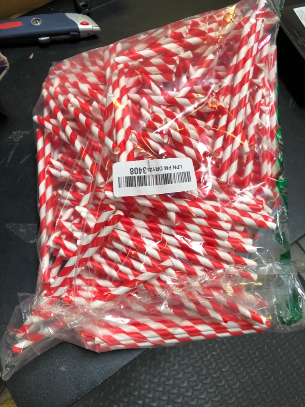 Photo 1 of [500 Counts] Chunspak 5.75 inch Disposable Red White Striped Small Paper Straws for Cocktail, Coffee and Short Drinks - Eco-friendly