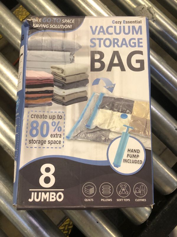 Photo 1 of 8 Jumbo Vacuum Storage Bags, Space Saver Bags Compression Storage Bags for Comforters and Blankets, Vacuum Sealer Bags for Clothes Storage, Hand Pump Included