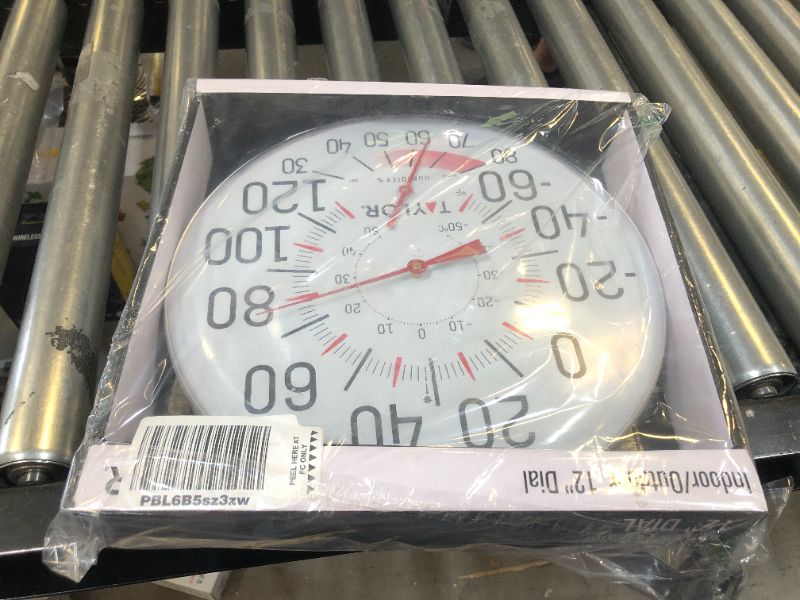 Photo 1 of Taylor Metal Wall Indoor Outdoor Thermometer and Hygrometer, Easy to Read Numbers for Patio, Pool, and Indoor Areas, 12 inch, White