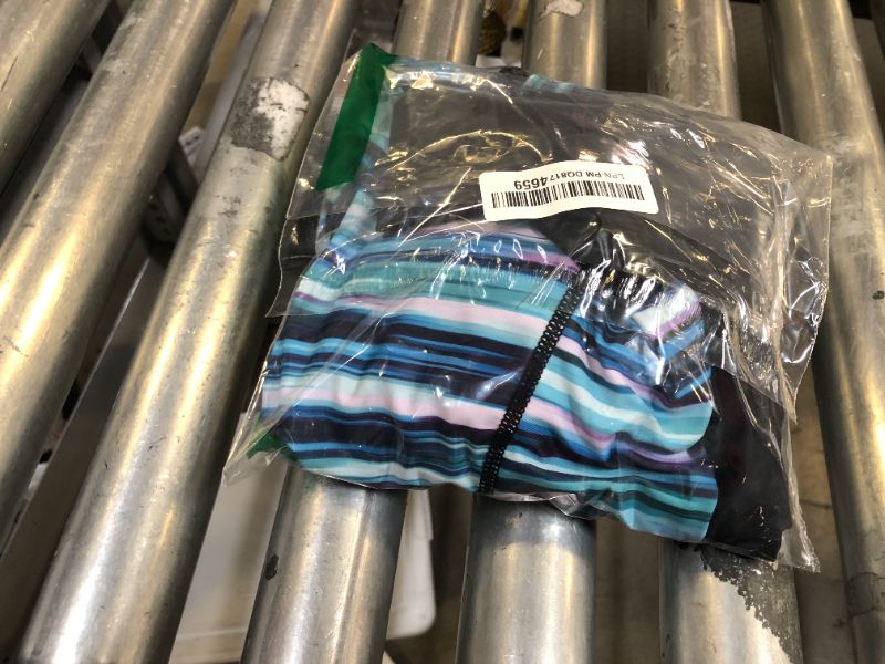 Photo 1 of Women's Long Sleeves Rash Guard - 2 Piece Swimsuits with Built in Bra Swim Shirt and Shorts with Pockets Blue Stripe M