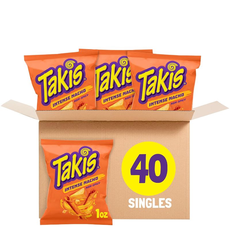 Photo 1 of Takis Intense Nacho 40 pc / 1 oz Multipack, Cheese Flavored Non-Spicy Cheesy Rolled Tortilla Chips EXP MAY/12/2025