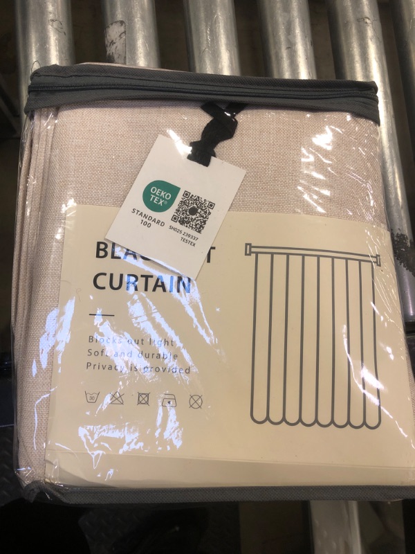 Photo 1 of 100% Blackout Shield Linen Blackout Curtains for Bedroom 84 Inches Long, Back Tab/Rod Pocket Living Room Drapes, Thermal Insulated Blackout Curtains 2 Panels Set, 50" W x 84" L, Cream