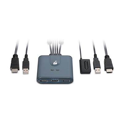 Photo 1 of IOGEAR 2-Port HDMI KVM Switch with Cables – USB & HDMI Connections – Control 2 Computers with One Monitor, Keyboard & Mouse – Plug & Play – 1080p/1920x1200 – Windows, Mac, Linux — GCS32HU
